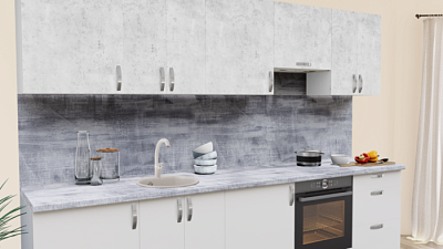 Кухня на заказ Бетон светлый 1865